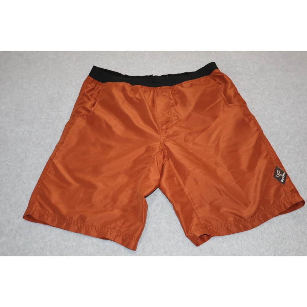 PrAna Shorts Mens S Orange Elastic Waist Board Shorts Hiking Outdoor **